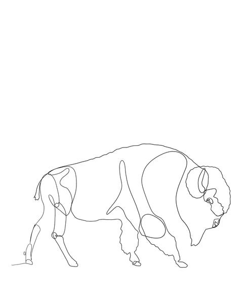 Premium Vector | One line drawing buffalo